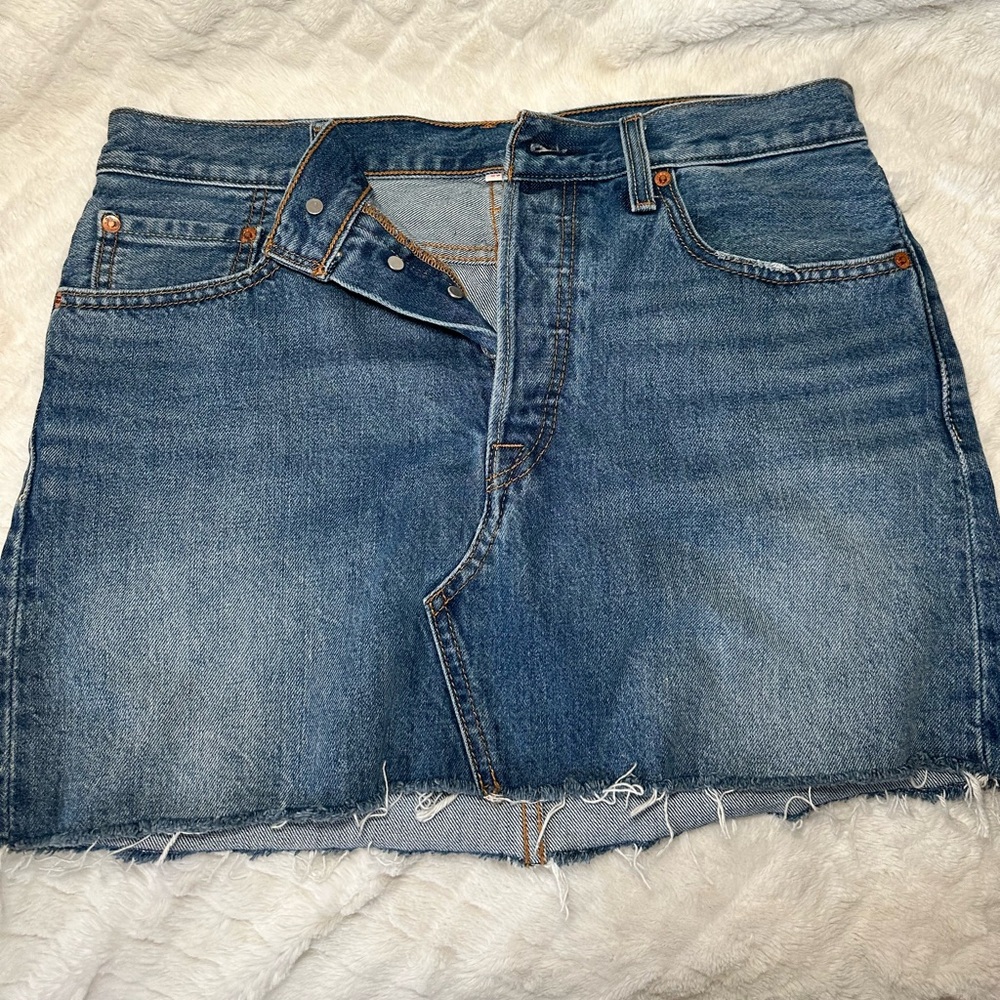 Levi’s Premium Deconstructed Denim Mini Skirt